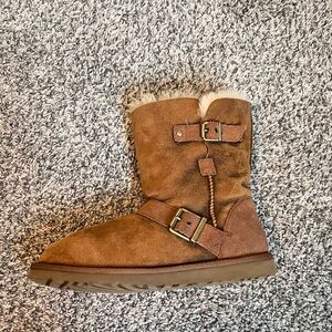 UGG Brown Shearling Buckle Boots